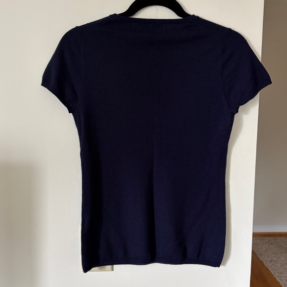 Allude Navy Cap Sleeve Cashmere Sweater - Picture 4 of 5